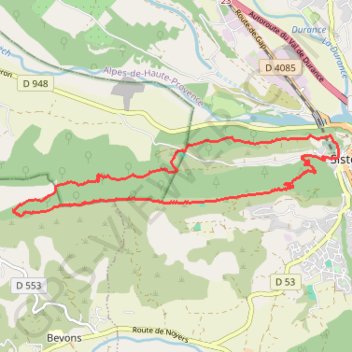 Itinéraire Sisteron tour de la Colle, distance, dénivelé, altitude, carte, profil, trace GPS