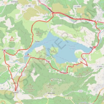 Itinéraire Tour du lac route à l_'envers, distance, dénivelé, altitude, carte, profil, trace GPS