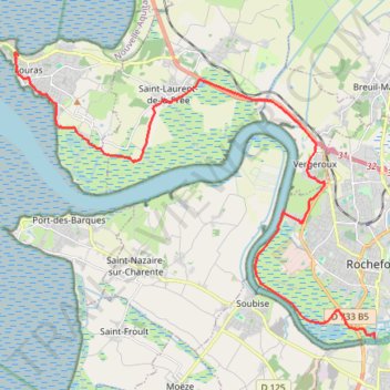 Itinéraire Rochefort vers Fouras Flox vélo, distance, dénivelé, altitude, carte, profil, trace GPS