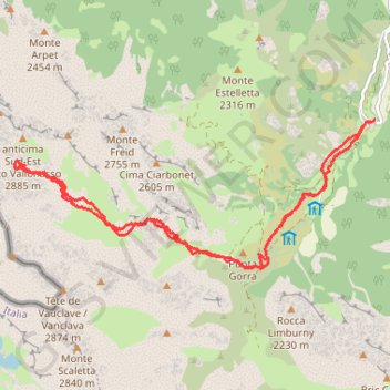 Itinéraire Colle de l'Enchiausa, distance, dénivelé, altitude, carte, profil, trace GPS