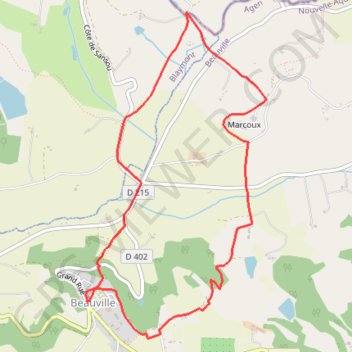 Itinéraire Beauville, village promontoire sur la vallée de la Séoune - Pays de l'Agenais, distance, dénivelé, altitude, carte, profil, trace GPS
