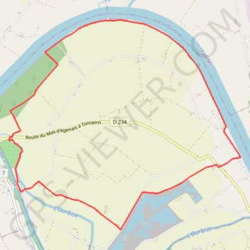 Itinéraire Lagruère, promenade-sur-les berges de Garonne - Pays Val de Garonne - Gascogne, distance, dénivelé, altitude, carte, profil, trace GPS