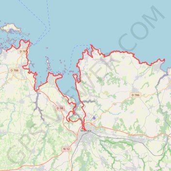 Itinéraire GR 34 : De Locquirec à Santec (Finistère), distance, dénivelé, altitude, carte, profil, trace GPS