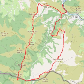 Itinéraire Artzamendi et Mondarrain, en boucle depuis le Pas de Roland., distance, dénivelé, altitude, carte, profil, trace GPS