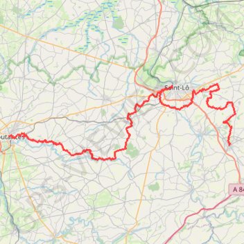 Itinéraire Coutances - Torigni-sur-Vire, distance, dénivelé, altitude, carte, profil, trace GPS