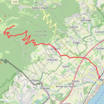 Itinéraire Nyon -La Barillette, distance, dénivelé, altitude, carte, profil, trace GPS