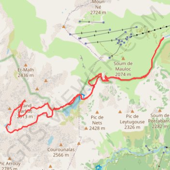 Itinéraire Le Grand Barbat par la voie Ledormeur (retour brèche Hourat), distance, dénivelé, altitude, carte, profil, trace GPS