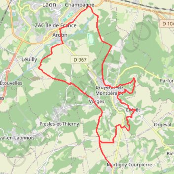 Itinéraire Sous la Montagne Couronnée, distance, dénivelé, altitude, carte, profil, trace GPS