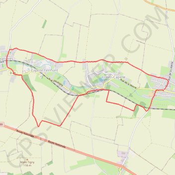 Itinéraire Acq - Agnières, distance, dénivelé, altitude, carte, profil, trace GPS