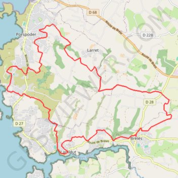 Itinéraire Pays d'Iroise, distance, dénivelé, altitude, carte, profil, trace GPS