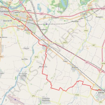 Itinéraire tappa-17-da-piacenza-fiorenzuola, distance, dénivelé, altitude, carte, profil, trace GPS