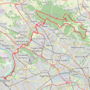 Itinéraire 70 km Foret de Montmorency avec Chateau de la Chasse et Etang Godard, distance, dénivelé, altitude, carte, profil, trace GPS