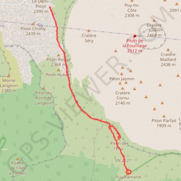 Itinéraire Randonnée du Piton d'eau foc foc à la Réunion, distance, dénivelé, altitude, carte, profil, trace GPS