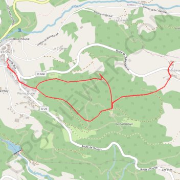 Itinéraire Yzeron - Châteauvieux, distance, dénivelé, altitude, carte, profil, trace GPS