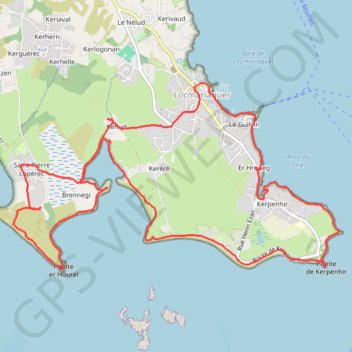 Itinéraire Locmariaquer, distance, dénivelé, altitude, carte, profil, trace GPS