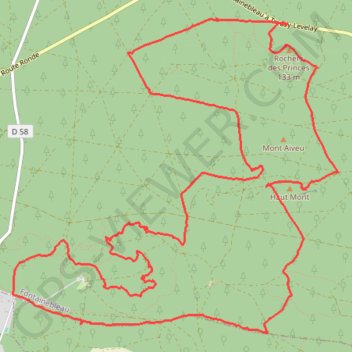 Itinéraire Fontainebleau, le Carosse, distance, dénivelé, altitude, carte, profil, trace GPS