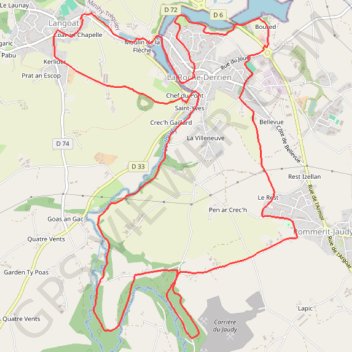 Itinéraire Langoat (22), distance, dénivelé, altitude, carte, profil, trace GPS