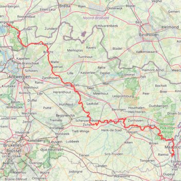 Itinéraire GR 5 Belgique Flandre, distance, dénivelé, altitude, carte, profil, trace GPS