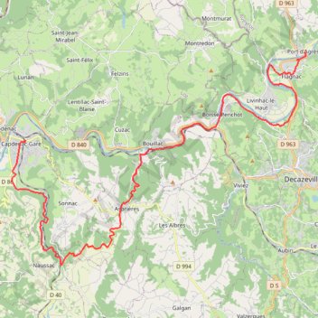 Itinéraire Capdenac-Gare / Flagnac, distance, dénivelé, altitude, carte, profil, trace GPS