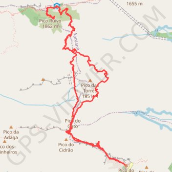 Itinéraire Pico do Ariero au Pico Ruivo, distance, dénivelé, altitude, carte, profil, trace GPS