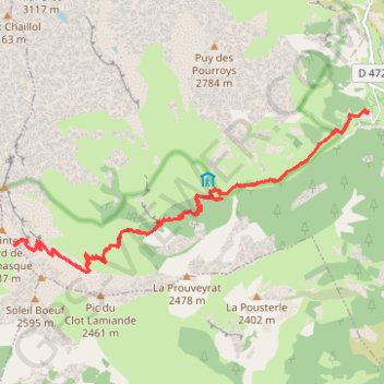 Itinéraire Les Fermons col de la Venasque, distance, dénivelé, altitude, carte, profil, trace GPS