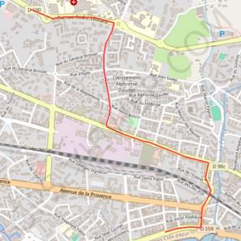 Itinéraire Fréjus hopital à fréjus plage, distance, dénivelé, altitude, carte, profil, trace GPS