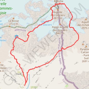 Itinéraire Aiguille des Glaciers, distance, dénivelé, altitude, carte, profil, trace GPS