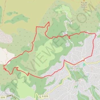 Itinéraire TOURETTE SUR LOUP 02, distance, dénivelé, altitude, carte, profil, trace GPS