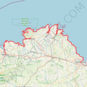 Itinéraire GR®34 de Saint-Brieuc à Morlaix, distance, dénivelé, altitude, carte, profil, trace GPS