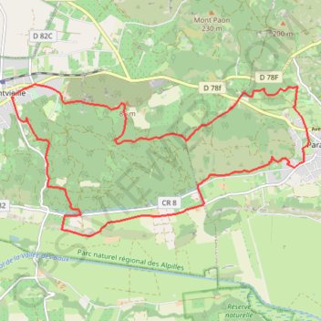 Itinéraire Fontvieille - Meuneries, distance, dénivelé, altitude, carte, profil, trace GPS