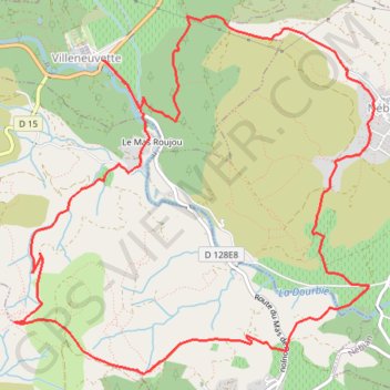 Itinéraire Salagou - La Dourbie, distance, dénivelé, altitude, carte, profil, trace GPS