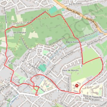 Itinéraire Plappeville, distance, dénivelé, altitude, carte, profil, trace GPS