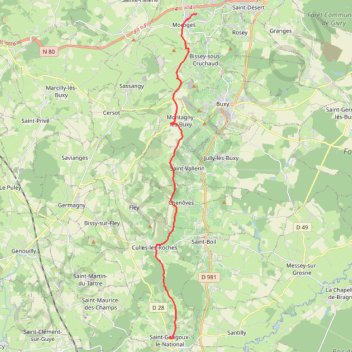 Itinéraire Moroges - Saint-Gengoux-le-national, distance, dénivelé, altitude, carte, profil, trace GPS