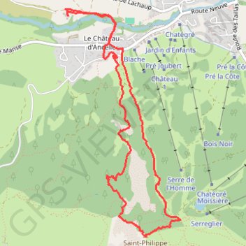Itinéraire Ancelle-Saint-Philippe, distance, dénivelé, altitude, carte, profil, trace GPS