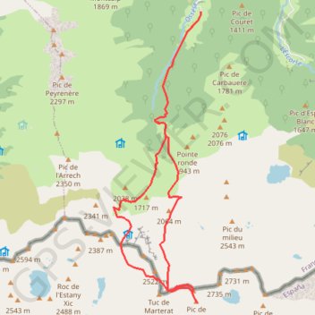 Itinéraire Pics de la Lleia et de Flamisella depuis Ossèse, distance, dénivelé, altitude, carte, profil, trace GPS