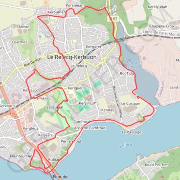 Itinéraire Le Relecq Kerhuon, distance, dénivelé, altitude, carte, profil, trace GPS