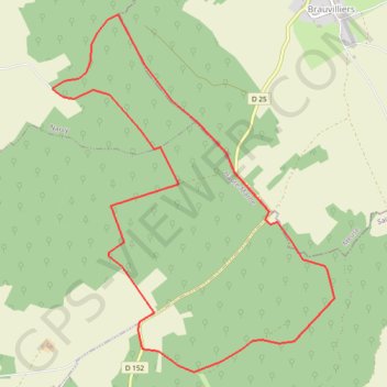 Itinéraire Rando à Brauvilliers, distance, dénivelé, altitude, carte, profil, trace GPS