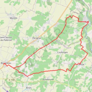 Itinéraire Petite Champagne, grand circuit, distance, dénivelé, altitude, carte, profil, trace GPS