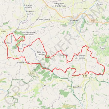 Itinéraire 1 - 55km, distance, dénivelé, altitude, carte, profil, trace GPS