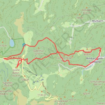 Itinéraire Grand Ballon, distance, dénivelé, altitude, carte, profil, trace GPS