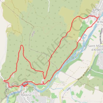 Itinéraire Lanas Balazuc (Ardèche), distance, dénivelé, altitude, carte, profil, trace GPS