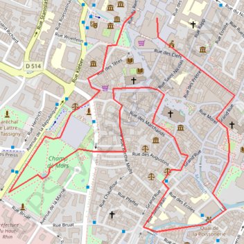 Itinéraire Colmar découverte, distance, dénivelé, altitude, carte, profil, trace GPS