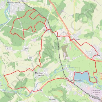 Itinéraire Grattery, Montigny, Pontcey, le Lac, distance, dénivelé, altitude, carte, profil, trace GPS