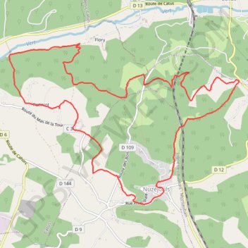 Itinéraire Nuzejouls, distance, dénivelé, altitude, carte, profil, trace GPS