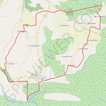 Itinéraire Lavau sur Loire, distance, dénivelé, altitude, carte, profil, trace GPS