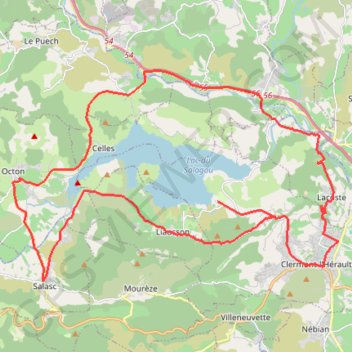 Itinéraire Le Coeur d'Hérault à vélo - Le tour du lac du Salagou, distance, dénivelé, altitude, carte, profil, trace GPS