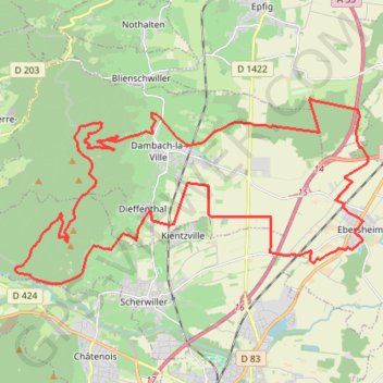 Itinéraire Circuit du Sanglier, distance, dénivelé, altitude, carte, profil, trace GPS