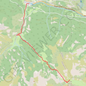 Itinéraire Monte Vaccia, distance, dénivelé, altitude, carte, profil, trace GPS