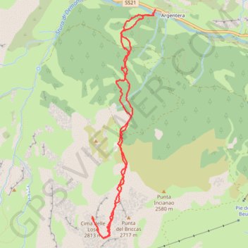 Itinéraire Cima delle Lose, distance, dénivelé, altitude, carte, profil, trace GPS