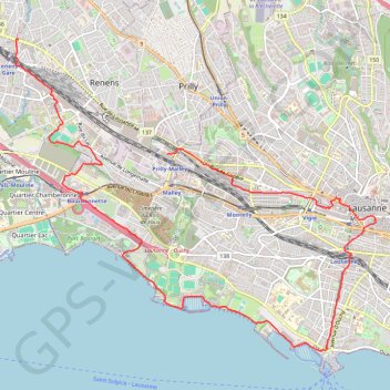 Itinéraire Renens, Lausanne, Prilly., distance, dénivelé, altitude, carte, profil, trace GPS